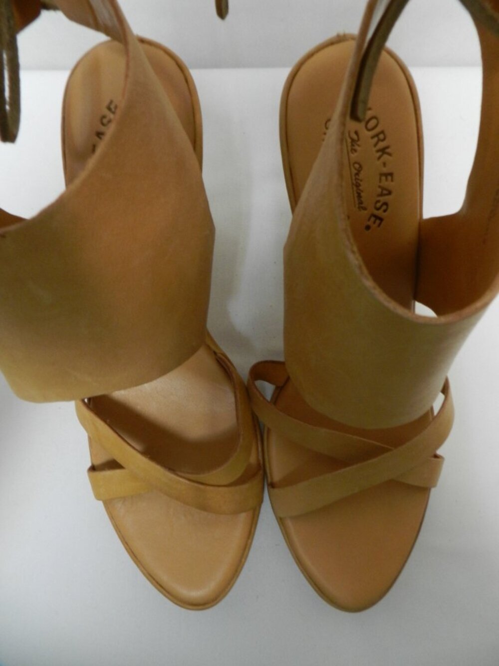 Kork Ease Leather back tie lace wedge platform heels sandals taupe Size Sz 10 - Picture 16 of 16